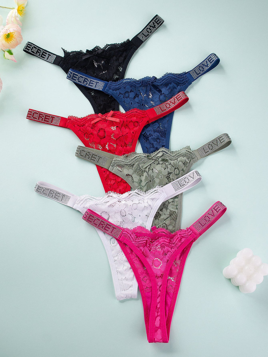 European and American style letter hot bead sexy thong