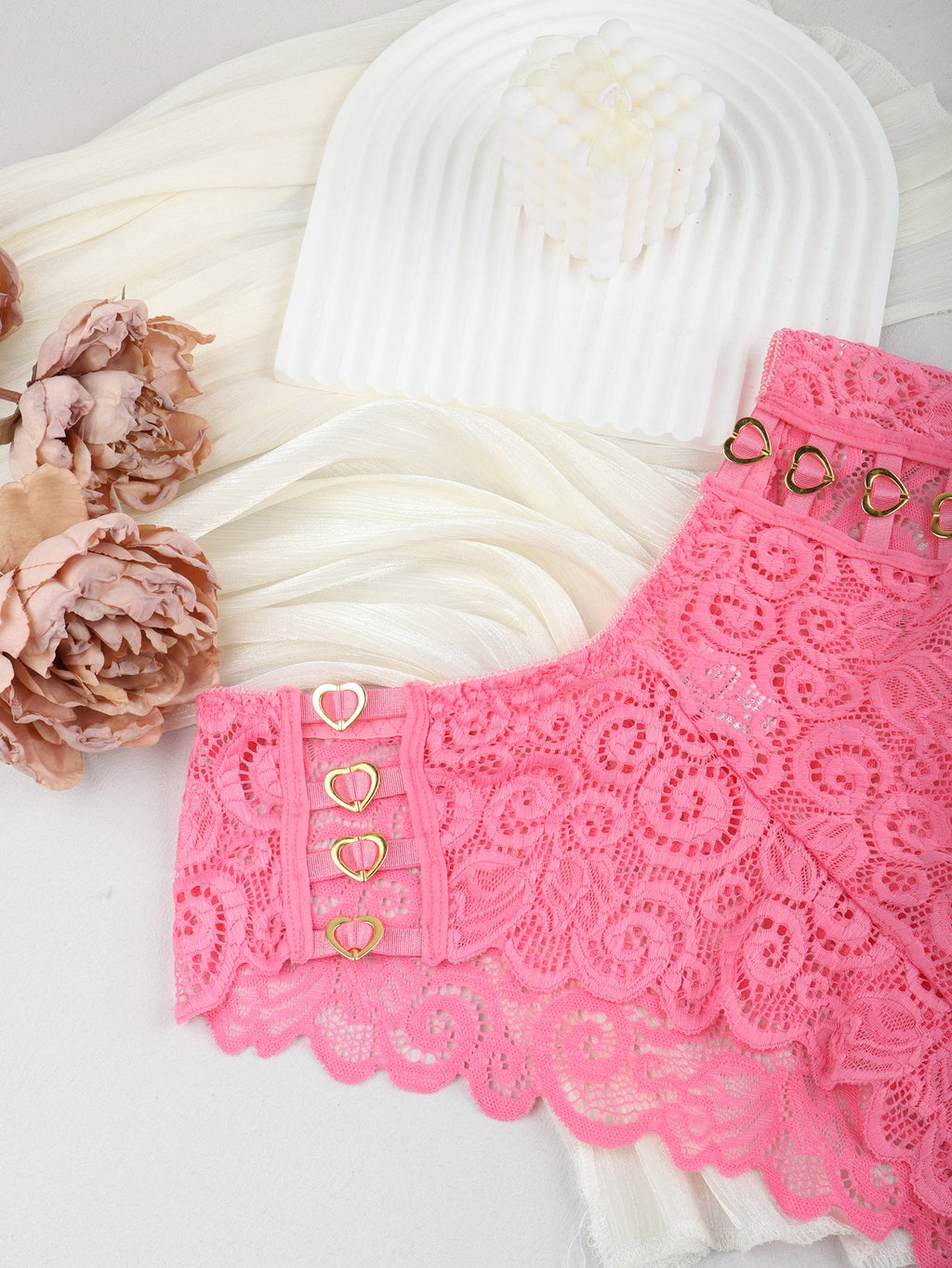 Sexy mid waist hollow lace thong